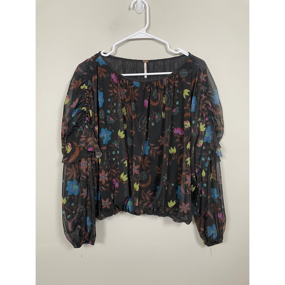 Free People Wildflower Honey Printed Top Size Small Bohemian Floral Feminine